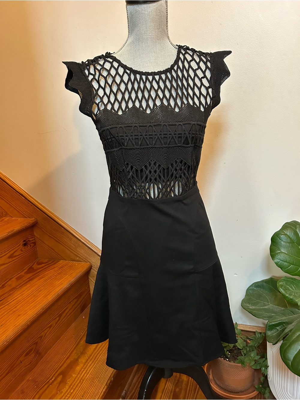 Gianni Bini Black Crochet Bodice Gothic Mini Dress